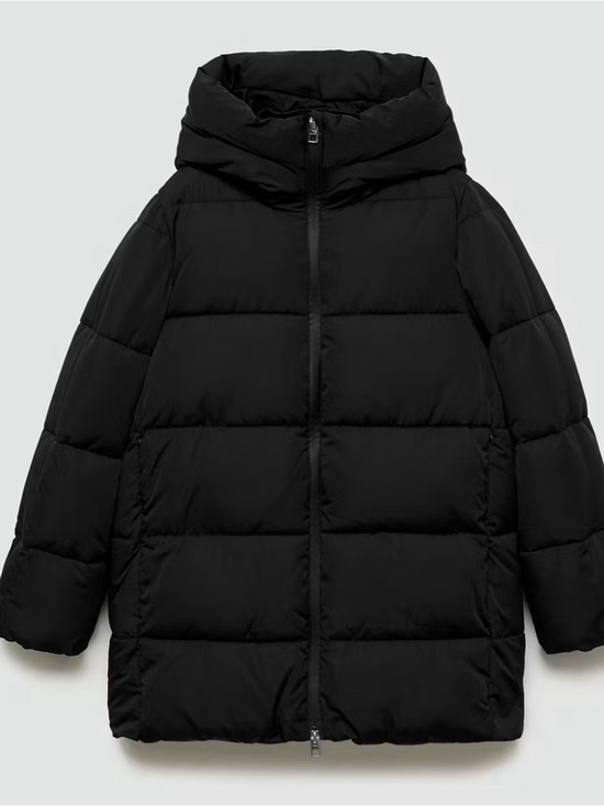 Mango Jackets & Blazers - New with tags Black Hooded Puffer Coat